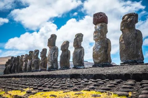 Rapa Nui Moai Statues Easter Island Foto stock