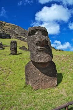 Rapa Nui. The statue Moai in Rano Raraku on Easter Island, Chile Foto stock