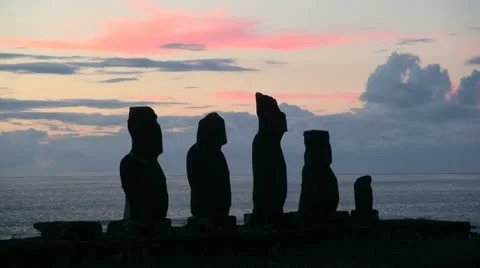 Rapa Nui Tahai sunset s18 Stock Footage