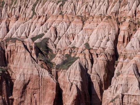 Rapa Rosie eroded ridge with repeating pinnacle pattern Stock Photos