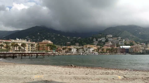 Rapallo seen from the coast Stock Footage 62348049