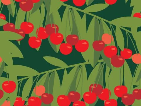 Rape cherry fruit  seamless pattern. Illustrazione stock