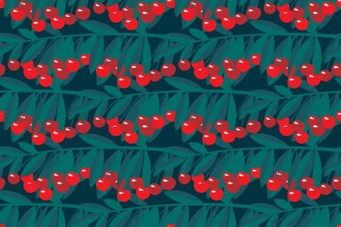 Rape cherry fruit seamless pattern. Stock Illustration