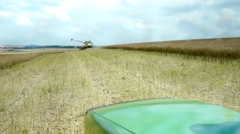 A rape harvest from the driver's perspective Stock Footage 40282449