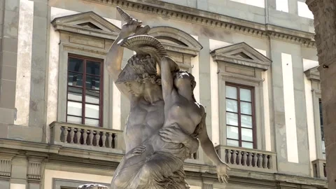 The Rape of Polyxena at Loggia dei Lanzi in Florence, Italy Stock-Footage 242146985