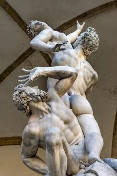 Rape of Sabines Statue Palazzo Vecchio Loggia Florence Italy Stock Photos