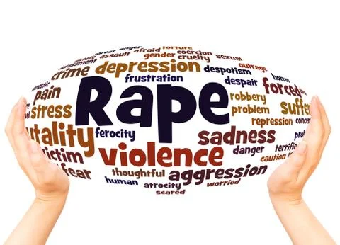Rape word cloud hand sphere concept Stock Photos