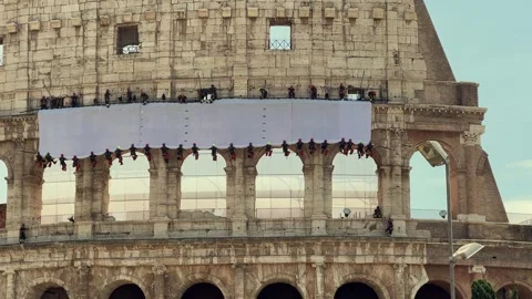 Rapelling on Rome Colesseum Stock Footage 243365684