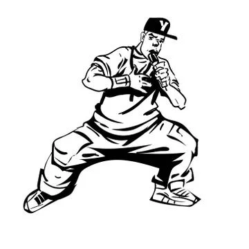 Raper on white background. Extreme theme modern print. Isolated on white Stock Illustration