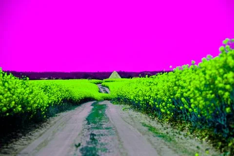 Rapeseed in beautiful bloom in suburban fields Stock Photos