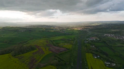 Rapeseed fields and farms from a drone, Torquay, Devon, England Vídeos de archivo 274203542