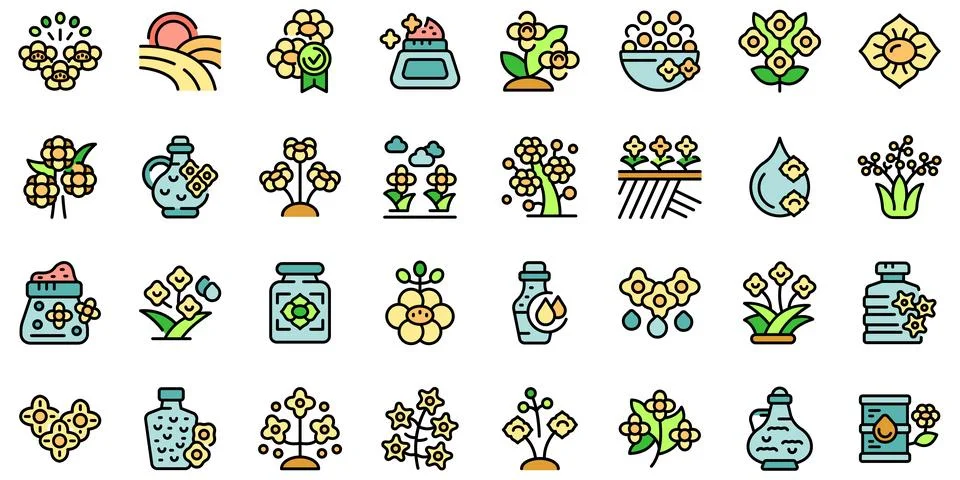 Rapeseed icons set vector flat Illustrazione stock