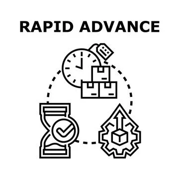 Rapid advancing business process timeline delivering products efficiently Stock Illustration