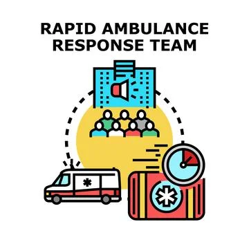 Rapid ambulance response team providing emergency medical services Stock Illustration