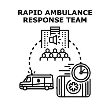 Rapid ambulance response team providing emergency medical services Stock Illustration