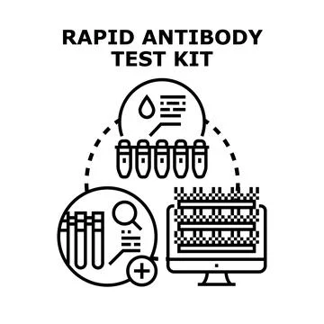 Rapid antibody test kit concept with medical analysis Stock Illustration