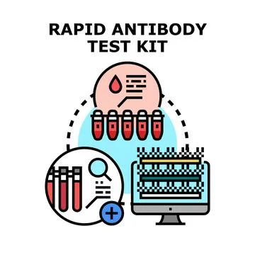 Rapid antibody test kit concept with medical analysis Illustrazione stock