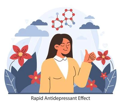 Rapid Antidepressant Effect. Flat vector illustration Ilustración de archivo