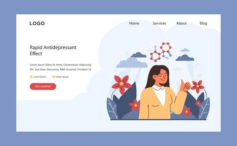 Rapid Antidepressant Effect. Flat vector illustration Ilustración de archivo