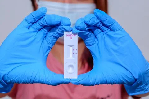 Rapid antigen test at home. Stock Photos