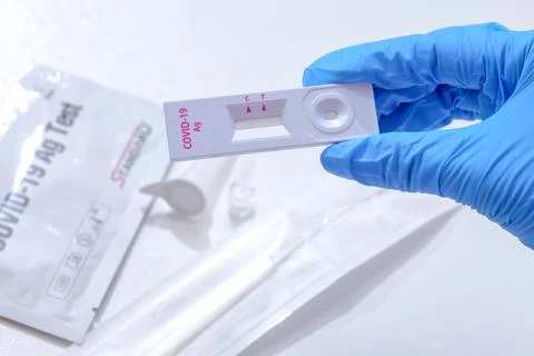 Rapid antigen test at home. Stock Photos