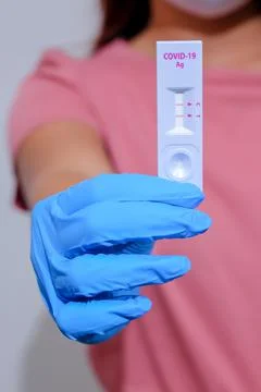 Rapid antigen test at home. Stock Photos