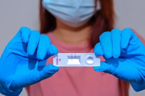 Rapid antigen test at home. Stock Photos