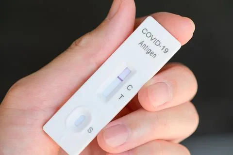 Rapid antigen test kit with negative result Stock Photos