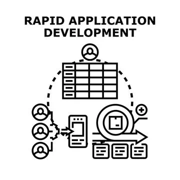 Rapid application development process with agile methodology concept 库存插图