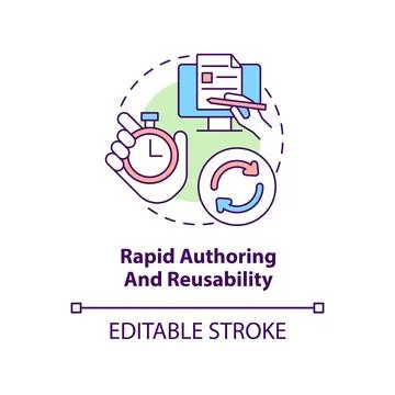 Rapid authoring and reusability concept icon 스톡 일러스트