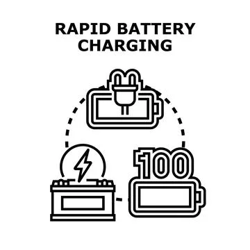Rapid battery charging for quick energy boost Stockillustratie