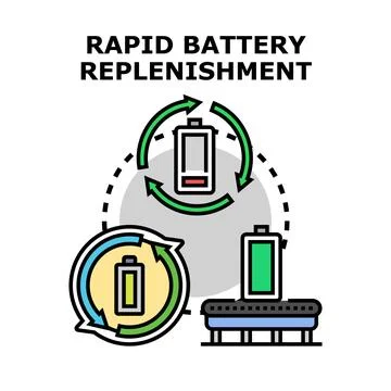 Rapid battery replenishment system concept illustration Stock Illustration