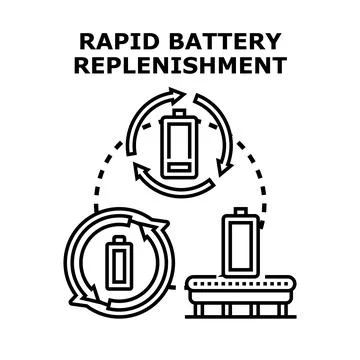 Rapid battery replenishment system concept illustration Stock Illustration