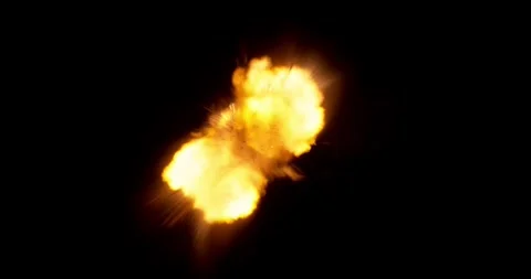 Rapid burst of multiple gun muzzle explosions isolated on black background. Stock Footage 327902851