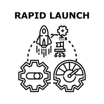 Rapid business launch startup rocket development concept Stock Illustration