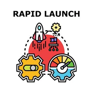 Rapid business launch startup rocket development concept Stock Illustration