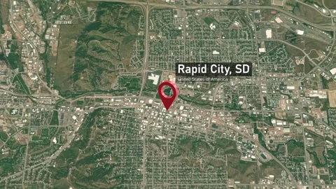 Rapid City Map Zoom (SD, USA) from Space to Earth Video stock 296185517