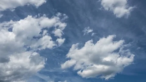 Rapid clouds moving over blue sky, time lapse. Stock Footage 79391967