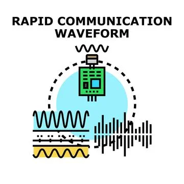 Rapid communication waveform sending data signal Stock Illustration