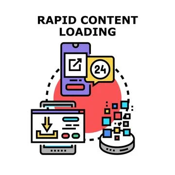 Rapid content loading concept for fast digital information delivery Stock Illustration
