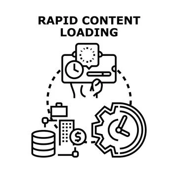 Rapid content loading concept speeding up digital delivery Stock Illustration