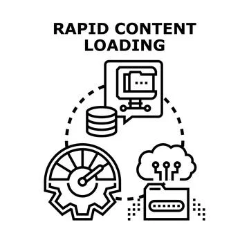 Rapid content loading enhancing digital data transfer Stock Illustration