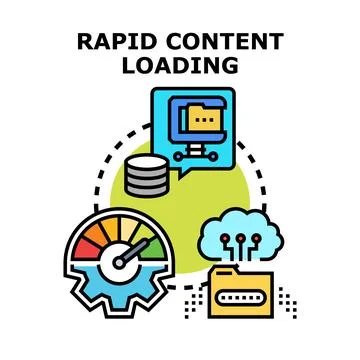 Rapid content loading enhancing digital data transfer Stock Illustration