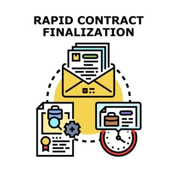 Rapid contract finalization concept with process and documents Stock Illustration
