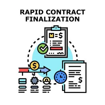 Rapid contract finalization process optimizing business agreement efficiency Stock Illustration