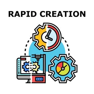 Rapid creation process with 3d printing technology Stock-Illustration