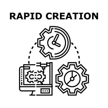Rapid creation process with 3d printing technology Stock Illustration