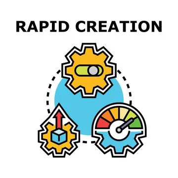 Rapid creation process with gears and speed indicator Stock Illustration