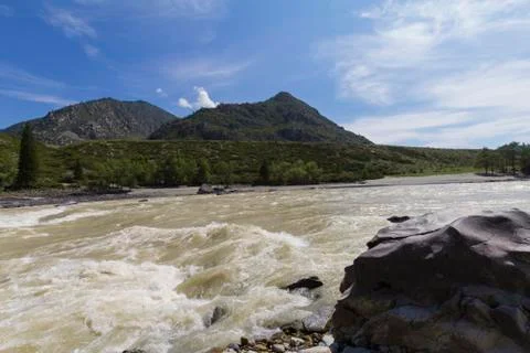 Rapid current of the Chuya River Stock Photos