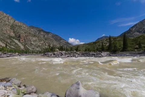 Rapid current of the Chuya River Stock Photos